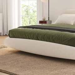Modern Boucle Upholstered King Bed with LED Lights