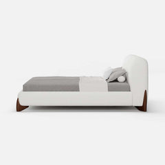 Modern Boucle Upholstered King Bed with Solid Wood Frame