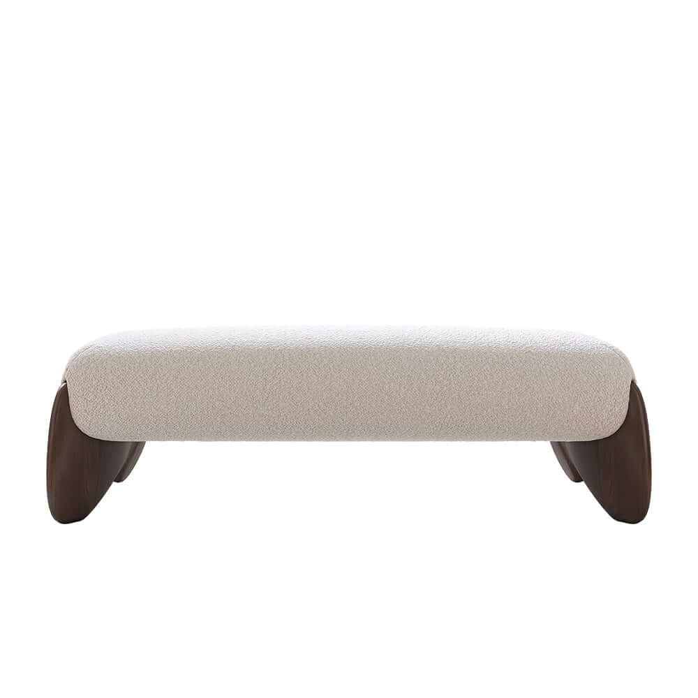 Modern Boucle Upholstered King Bed with Solid Wood Frame