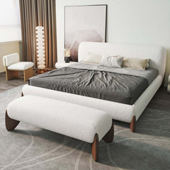 Modern Boucle Upholstered King Bed with Solid Wood Frame Main Product Image