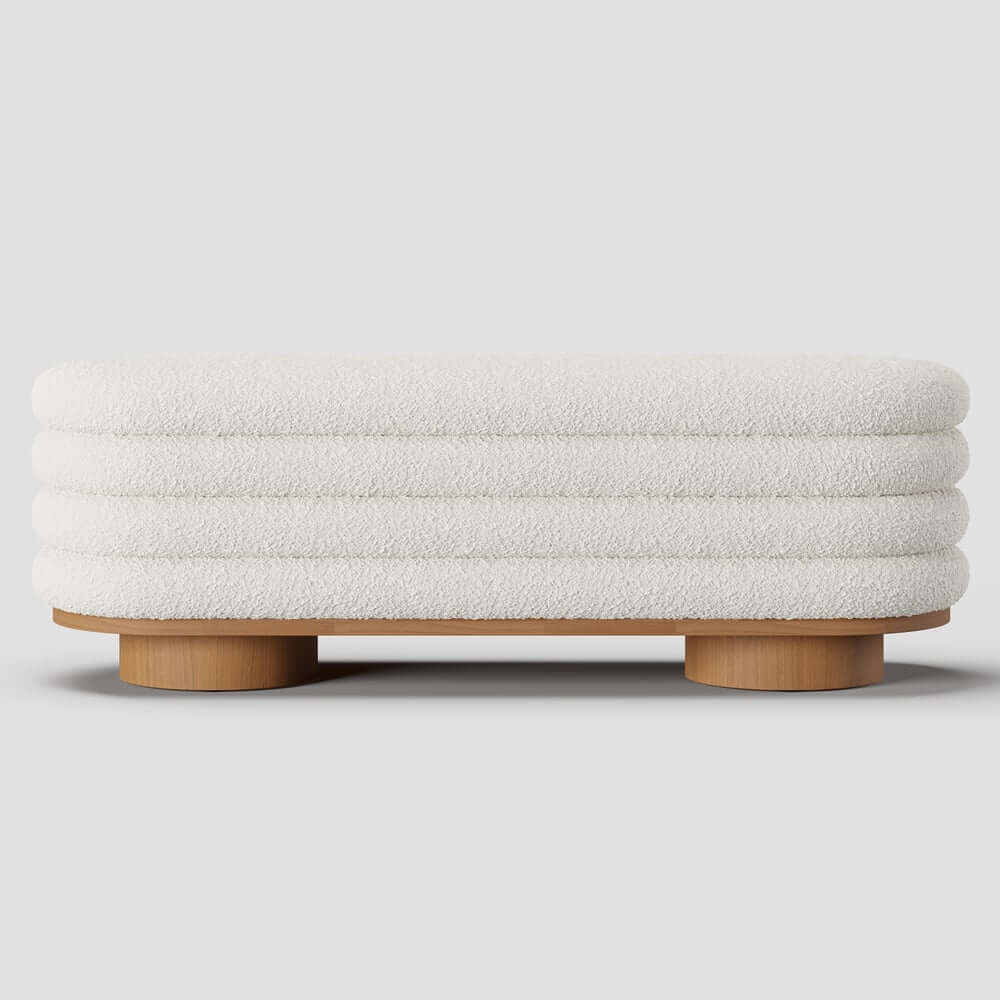 Modern Boucle Upholstered Storage Bench with Flip-Top Design