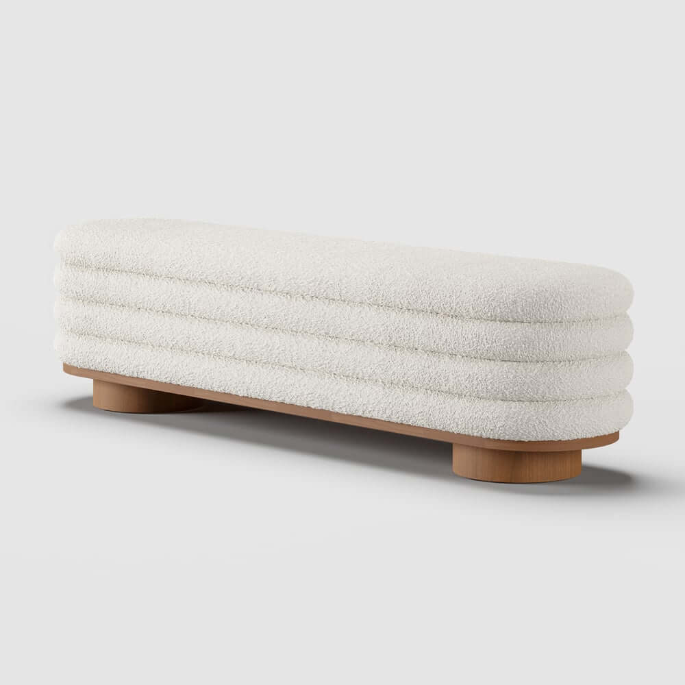 Modern Boucle Upholstered Storage Bench with Flip-Top Design