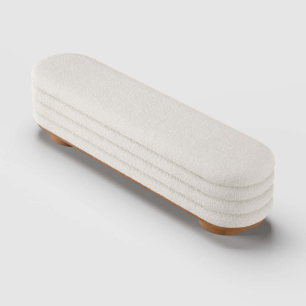 Modern Boucle Upholstered Storage Bench with Flip-Top Design