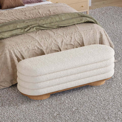Modern Boucle Upholstered Storage Bench with Flip-Top Design