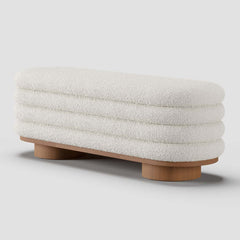 Modern Boucle Upholstered Storage Bench with Flip-Top Design