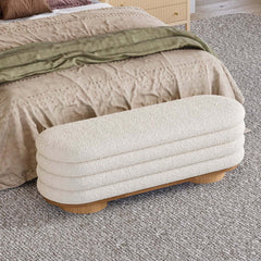 Modern Boucle Upholstered Storage Bench with Flip-Top Design