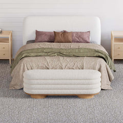 Modern Boucle Upholstered Storage Bench with Flip-Top Design