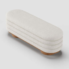 Modern Boucle Upholstered Storage Bench with Flip-Top Design