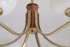 Modern Bowl Chandelier with Metal and Wood Accents