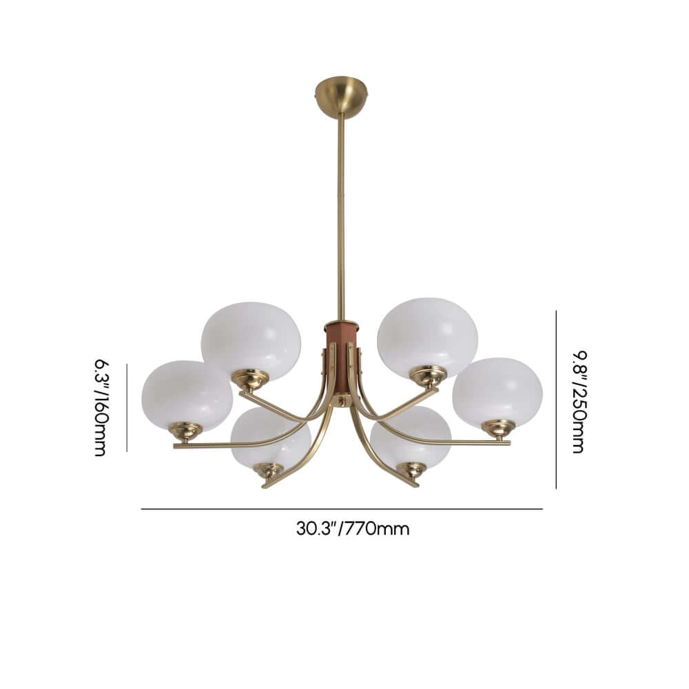 Modern Bowl Chandelier with Metal and Wood Accents Dimensions