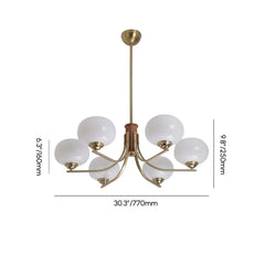 Modern Bowl Chandelier with Metal and Wood Accents Dimensions