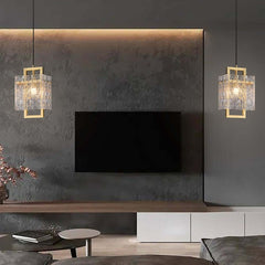 Modern Brass 1-Light Adjustable Height Pendant Lighting with Glass Shade