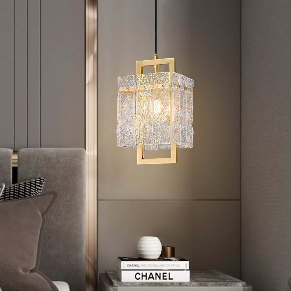 Modern Brass 1-Light Adjustable Height Pendant Lighting with Glass Shade