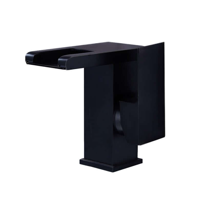 Modern Brass Bathroom Faucet with Waterfall Spout and LED Lighting