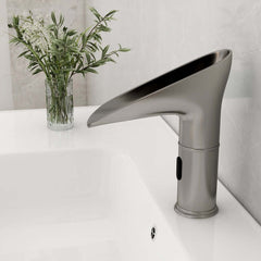 Modern Brass Bathroom Sink Faucet with LED Sensor and Fixed Spout