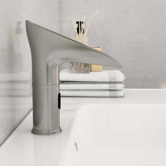 Modern Brass Bathroom Sink Faucet with LED Sensor and Fixed Spout
