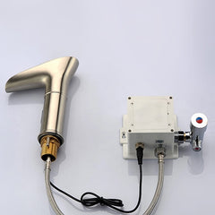 Modern Brass Bathroom Sink Faucet with LED Sensor and Fixed Spout