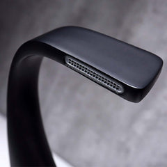 Modern Brass Bathroom Sink Faucet with Waterfall Spout and Knob Handle