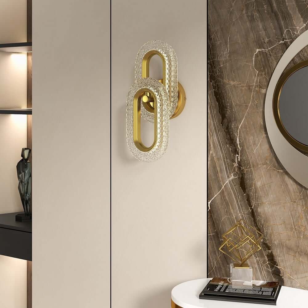 Modern Brass Flush Mount Wall Light with Clear Glass Shade
