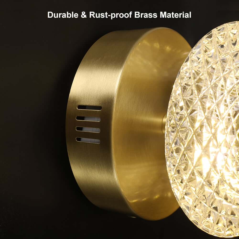 Modern Brass Flush Mount Wall Light with Clear Glass Shade