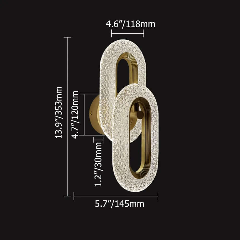 Modern Brass Flush Mount Wall Light with Clear Glass Shade Dimensions