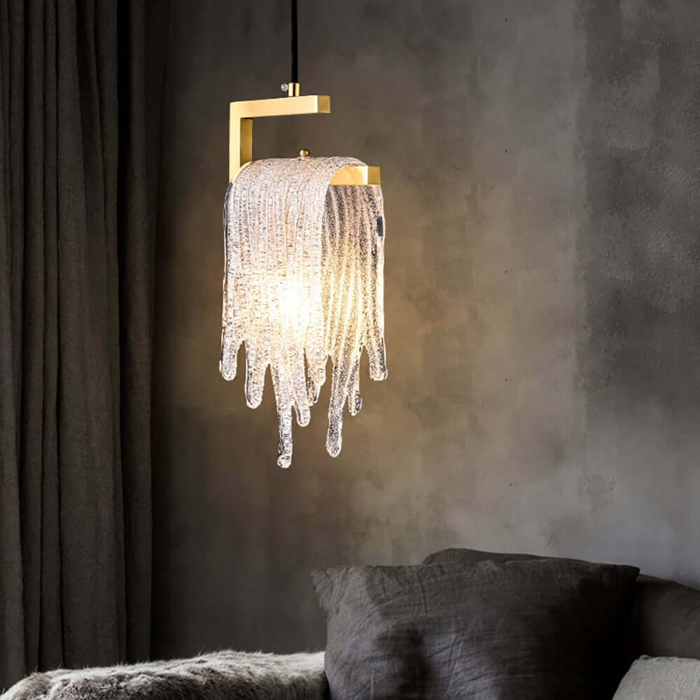Modern Brass Pendant Light with Unique Glass Shade Design Main Product Image