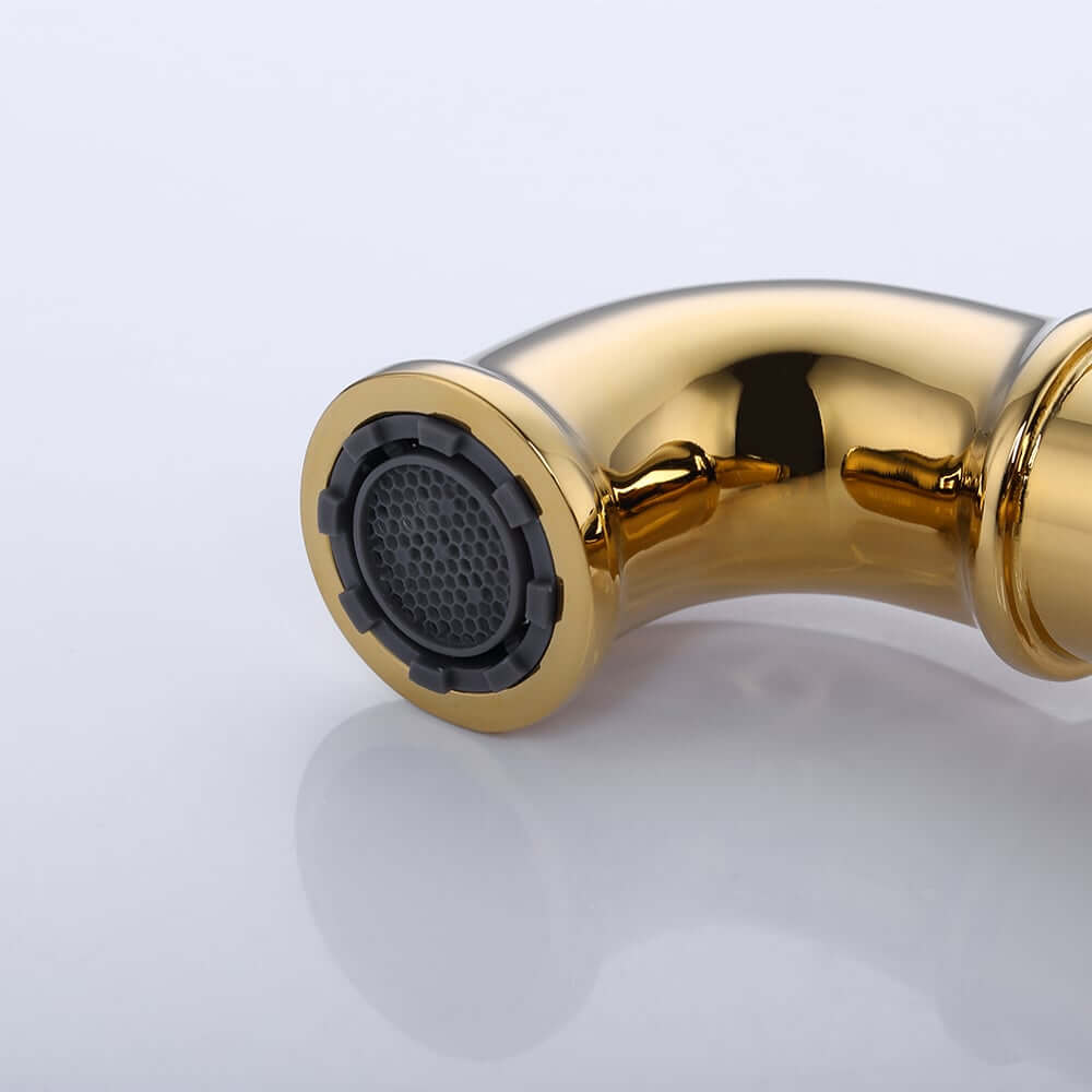 Modern Brass Single Hole Bathroom Faucet with Fixed Spout and Gold Finish