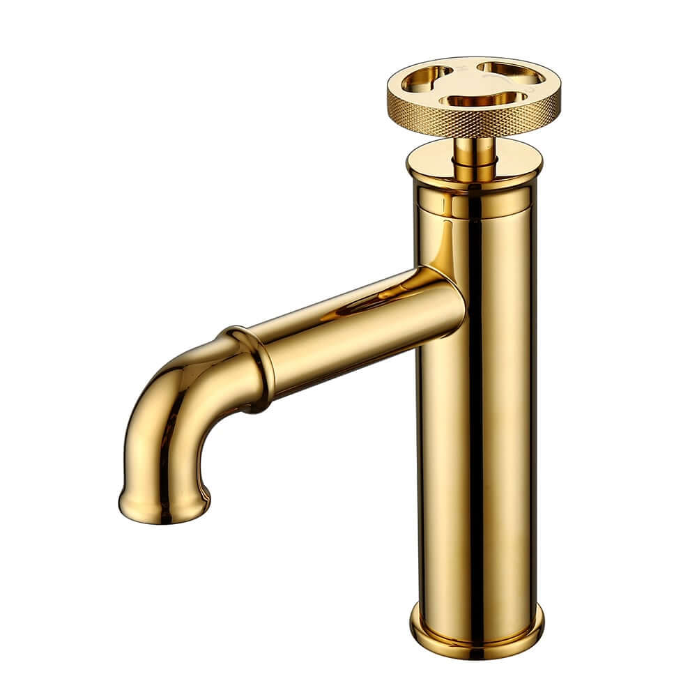Modern Brass Single Hole Bathroom Faucet with Fixed Spout and Gold Finish