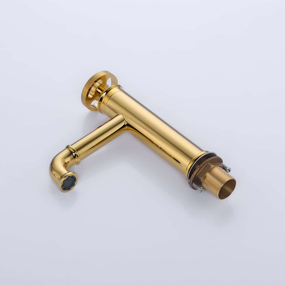 Modern Brass Single Hole Bathroom Faucet with Fixed Spout and Gold Finish
