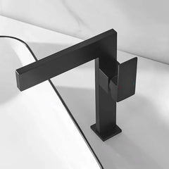 Modern Brass Vessel Faucet with Waterfall Spout and Lever Handle