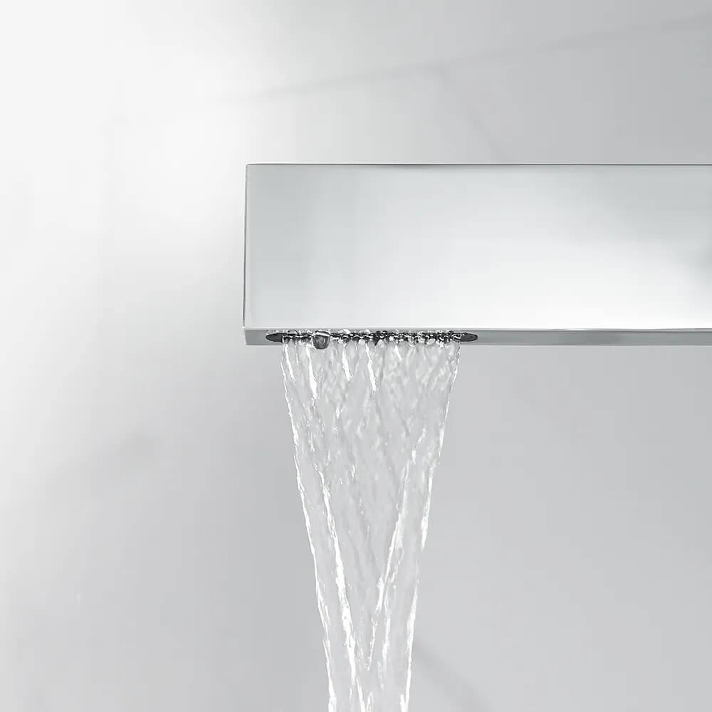 Modern Brass Vessel Faucet with Waterfall Spout and Lever Handle