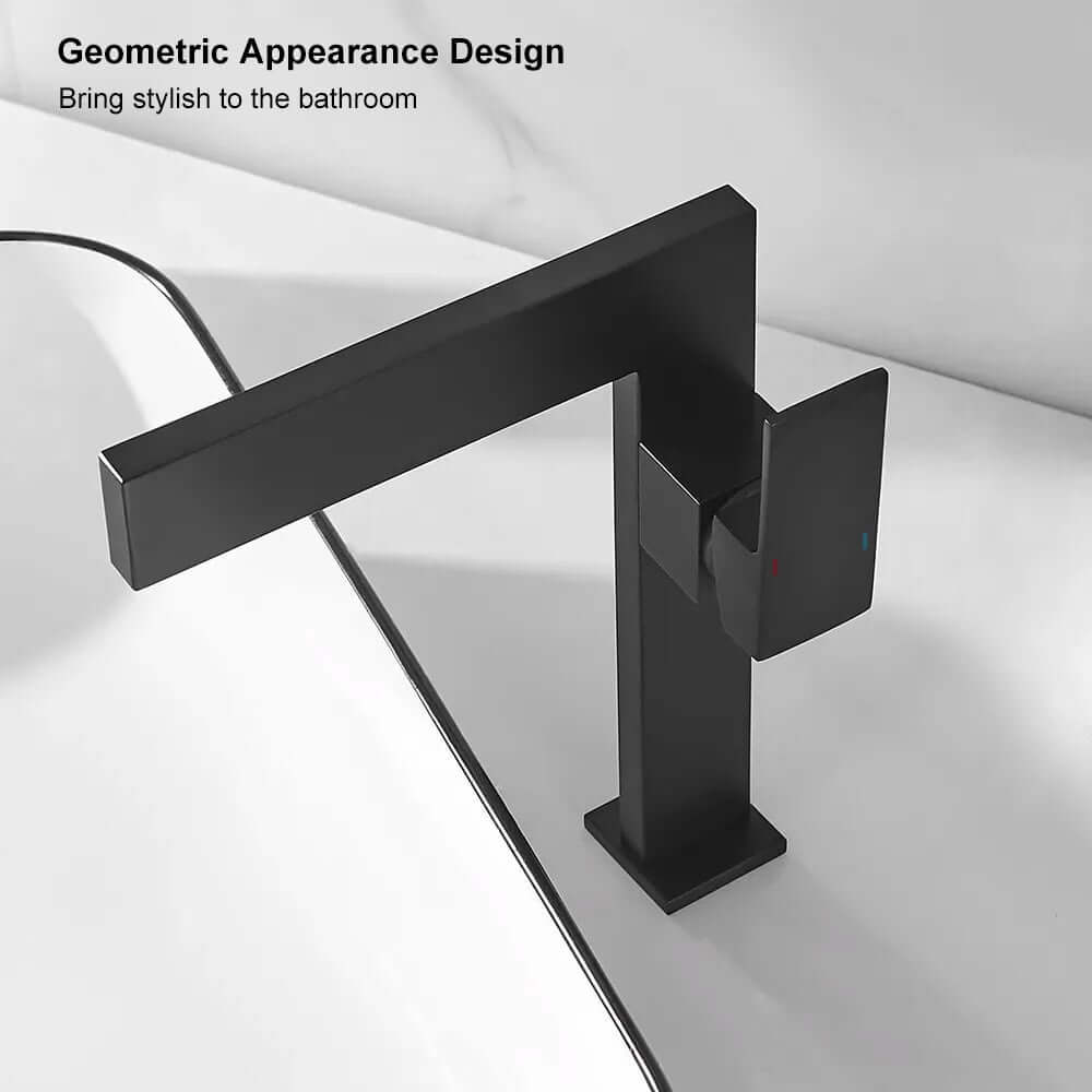 Modern Brass Vessel Faucet with Waterfall Spout and Lever Handle