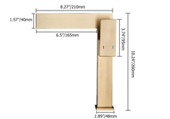 Modern Brass Vessel Faucet with Waterfall Spout and Lever Handle Dimensions