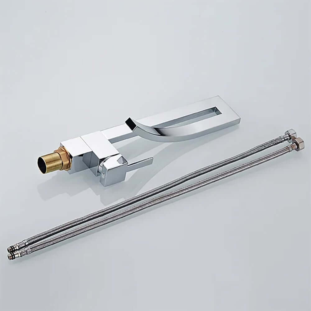 Modern Brass Waterfall Bathroom Faucet with Single Handle
