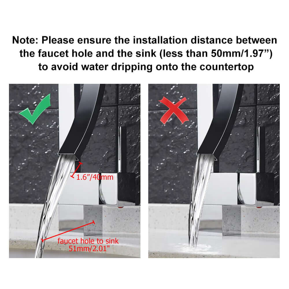 Modern Brass Waterfall Bathroom Faucet with Single Handle