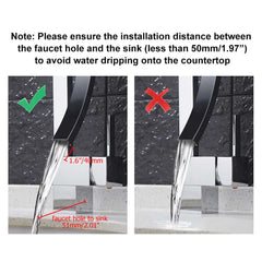 Modern Brass Waterfall Bathroom Faucet with Single Handle