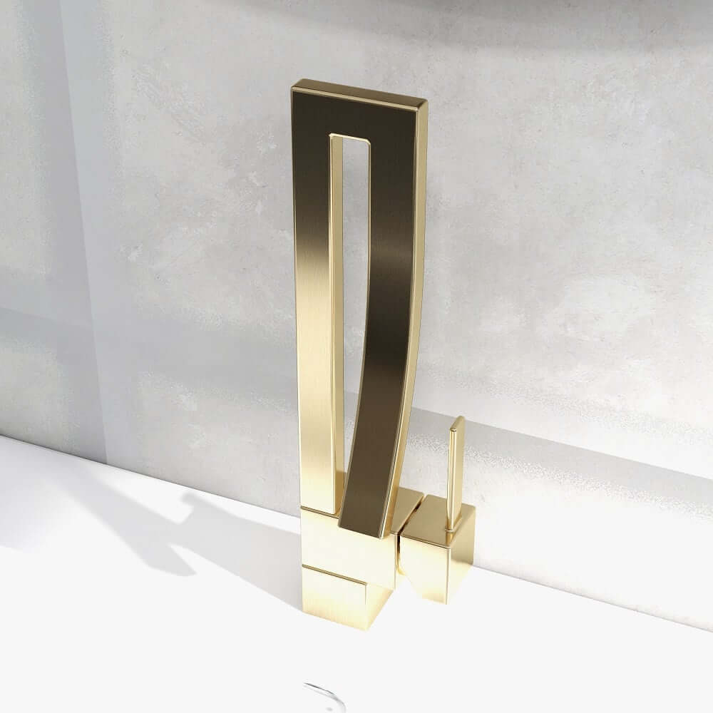 Modern Brass Waterfall Bathroom Faucet with Single Handle