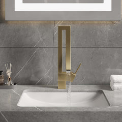 Modern Brass Waterfall Bathroom Faucet with Single Handle