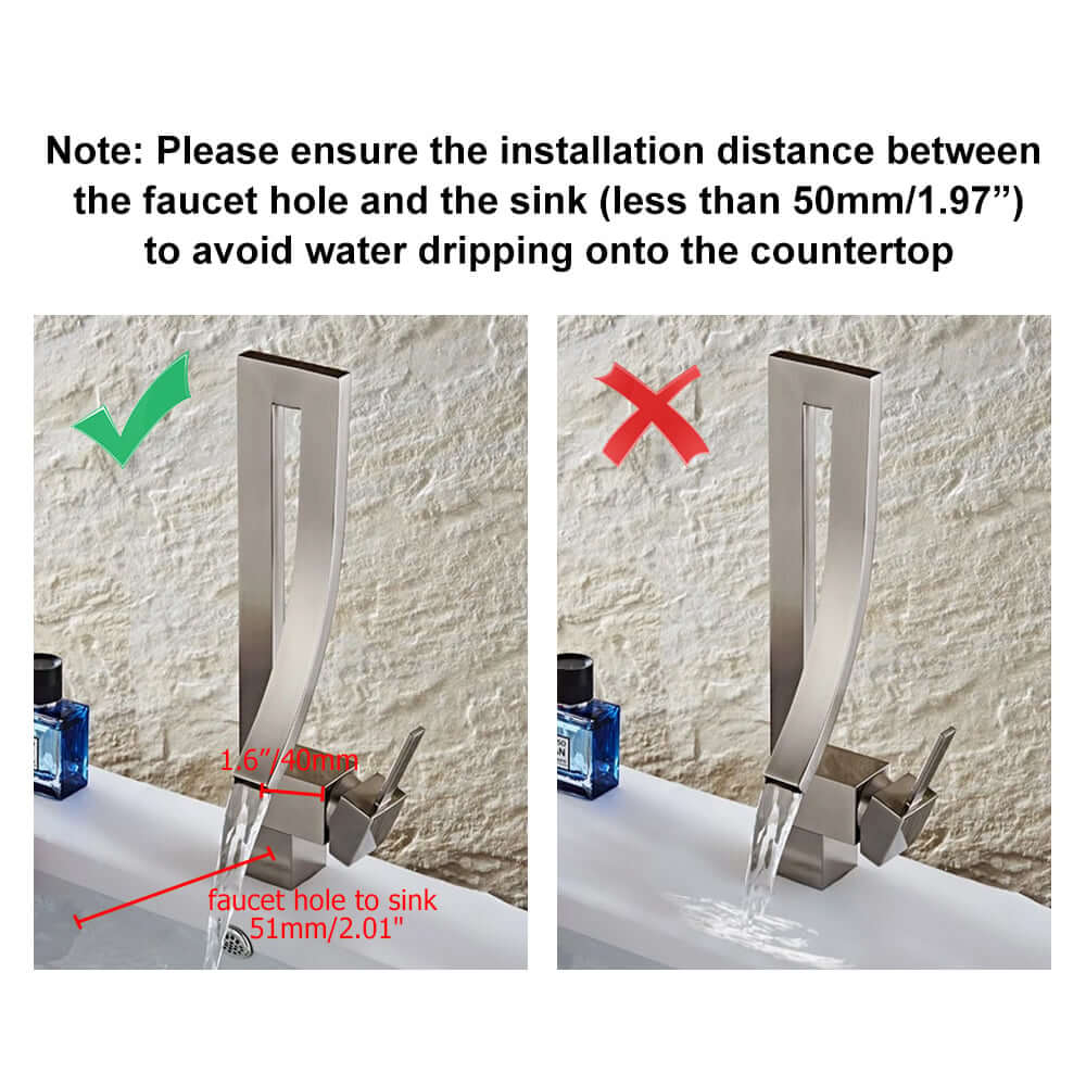 Modern Brass Waterfall Bathroom Faucet with Single Handle