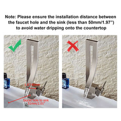 Modern Brass Waterfall Bathroom Faucet with Single Handle