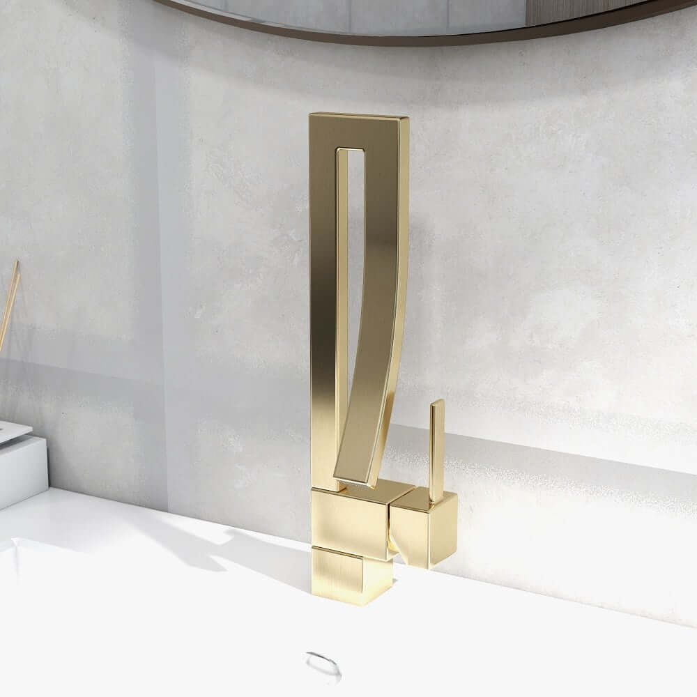 Modern Brass Waterfall Bathroom Faucet with Single Handle
