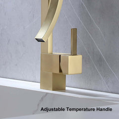 Modern Brass Waterfall Bathroom Faucet with Single Handle