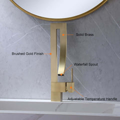 Modern Brass Waterfall Bathroom Faucet with Single Handle