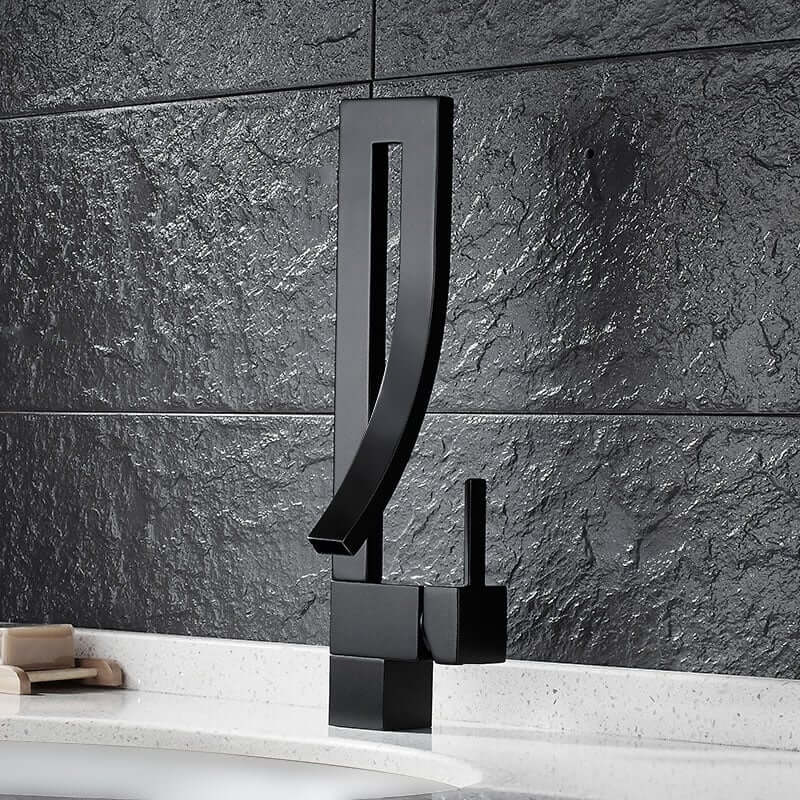 Modern Brass Waterfall Bathroom Faucet with Single Handle