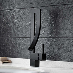 Modern Brass Waterfall Bathroom Faucet with Single Handle