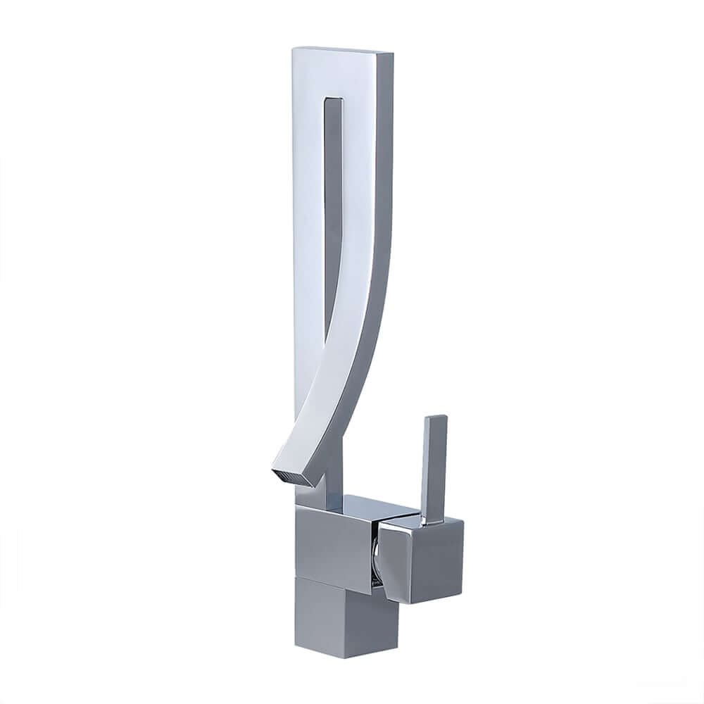 Modern Brass Waterfall Bathroom Faucet with Single Handle