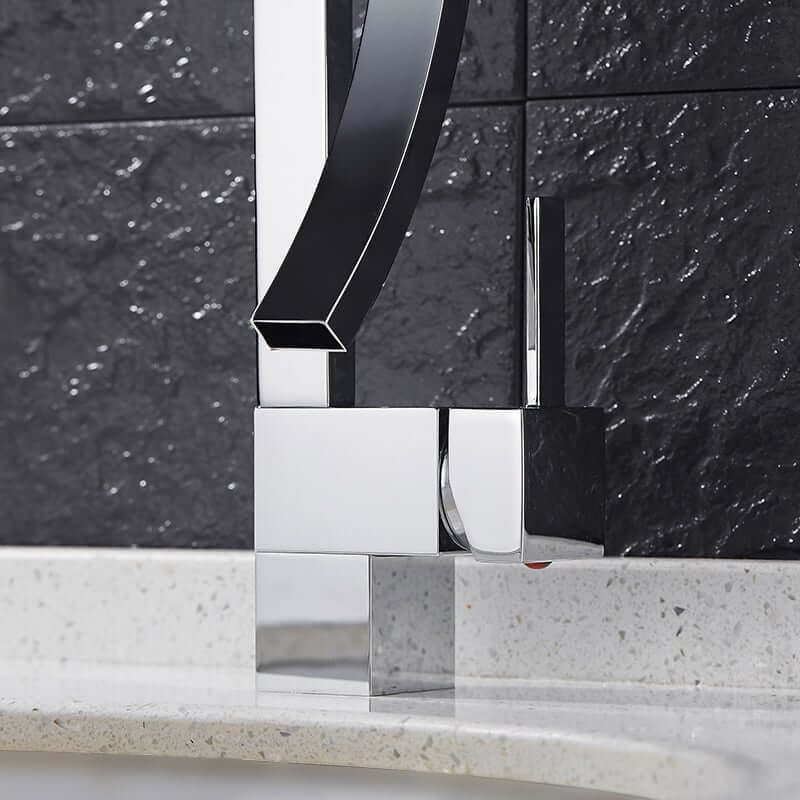 Modern Brass Waterfall Bathroom Faucet with Single Handle