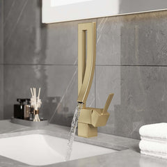 Modern Brass Waterfall Bathroom Faucet with Single Handle