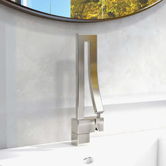 Modern Brass Waterfall Bathroom Faucet with Single Handle