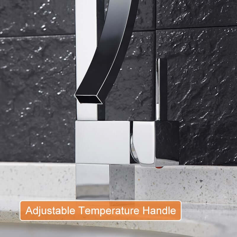 Modern Brass Waterfall Bathroom Faucet with Single Handle